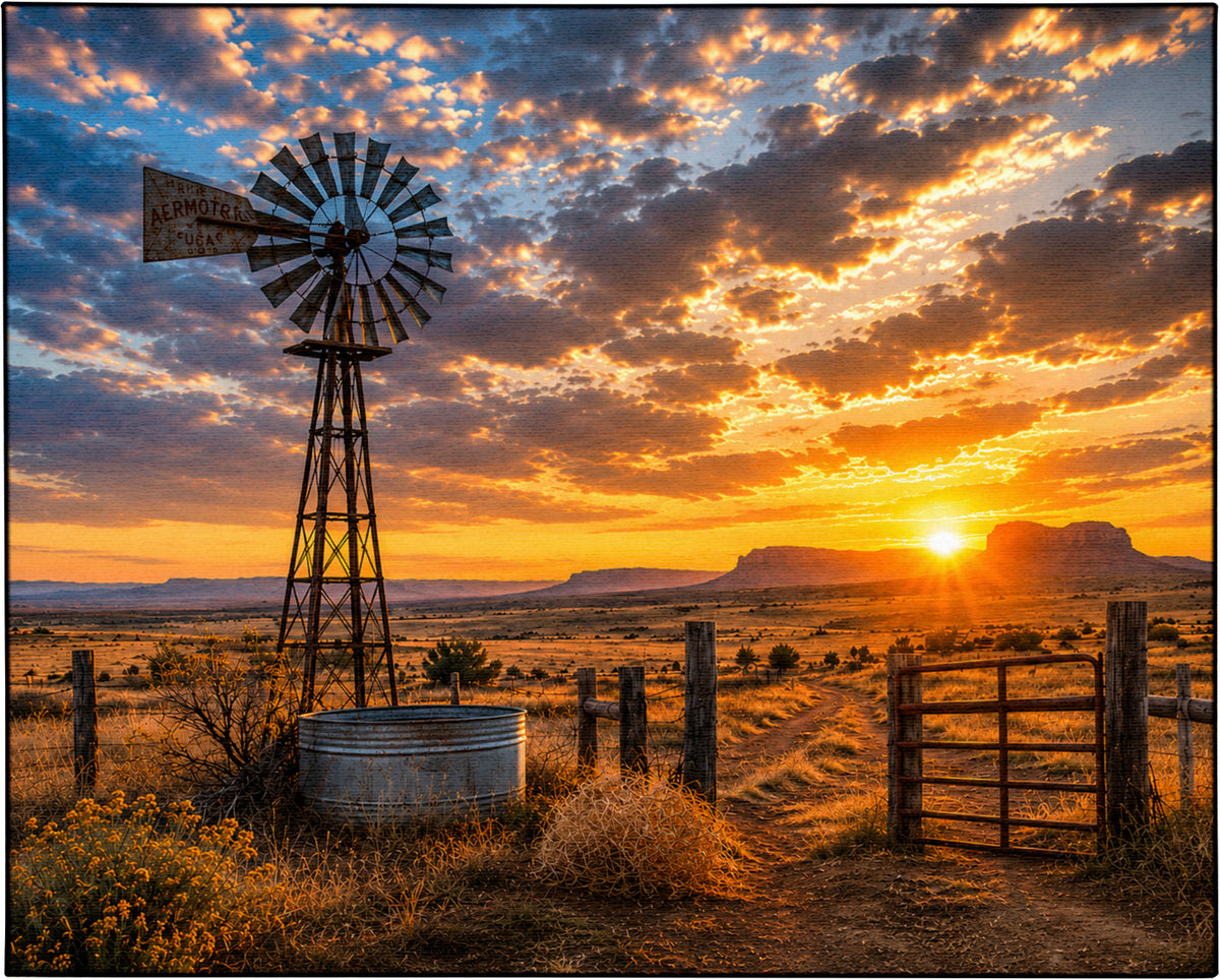 Windmill Sunset Canvas Print