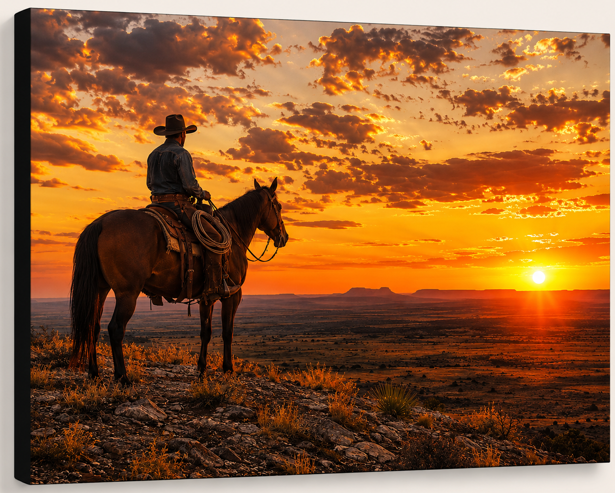Cowboy Sunset Canvas Print