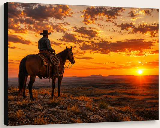 Cowboy Sunset Canvas Print