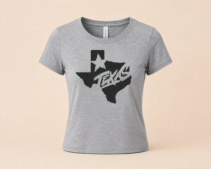 Texas Distressed Women's Mid-Length Rib Tee