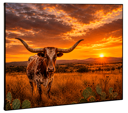 Longhorn at Sunset Canvas Print