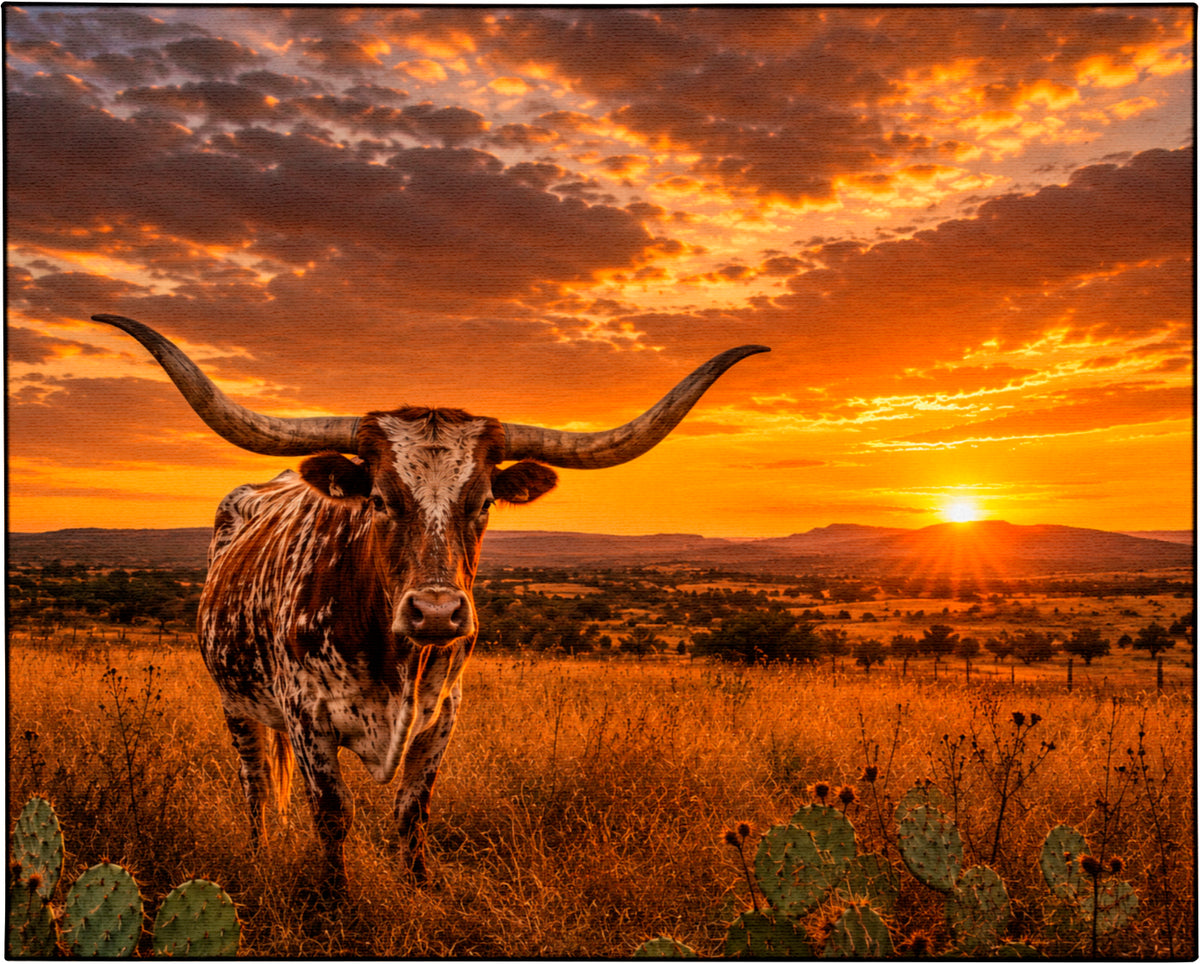 Longhorn at Sunset Canvas Print