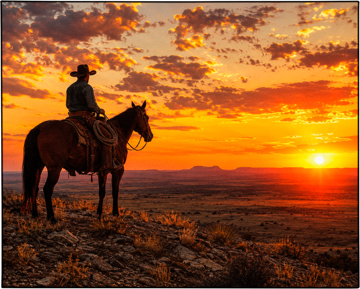 Cowboy Sunset Canvas Print