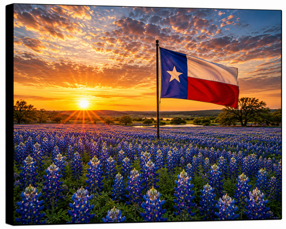 Texas Bluebonnet Field Sunrise Canvas Print