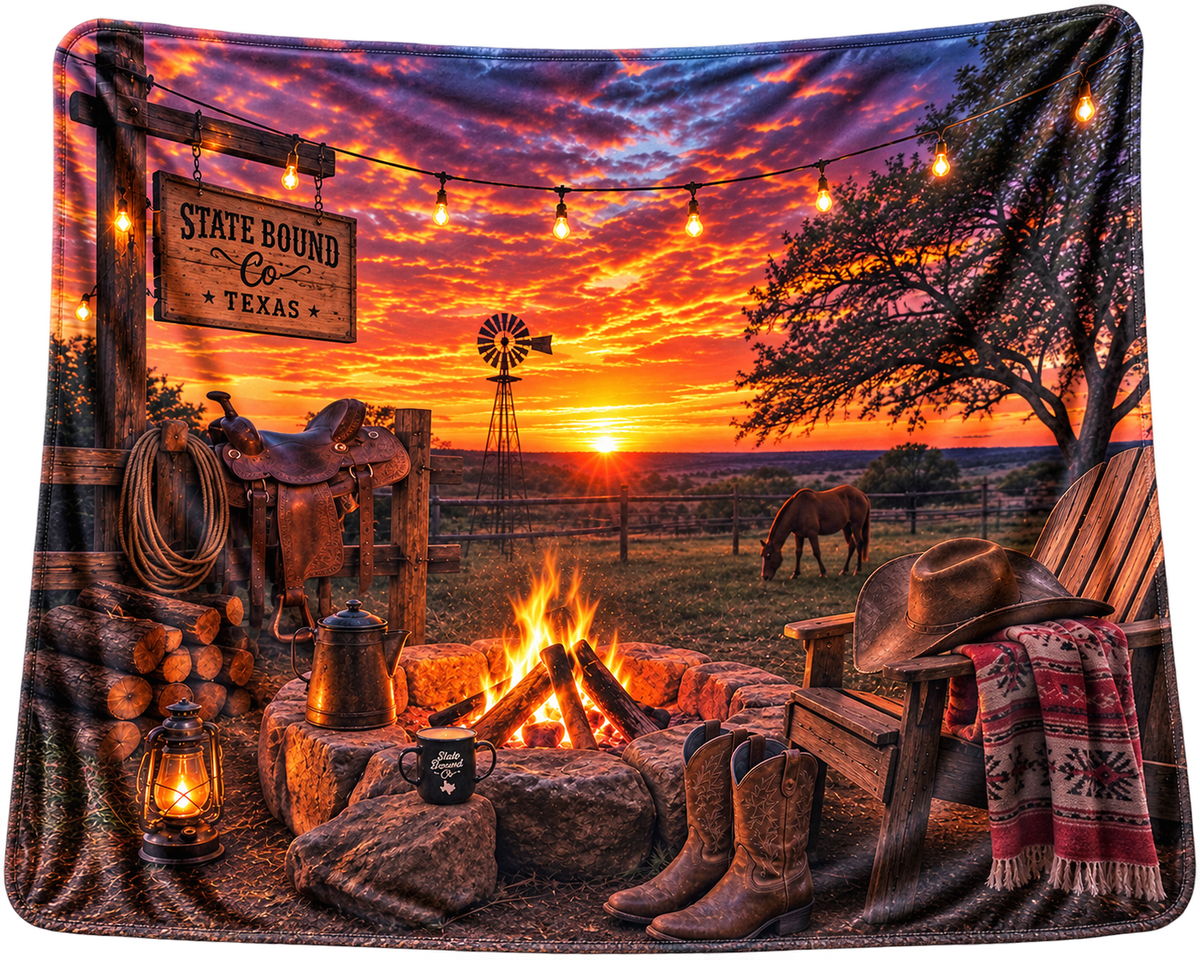 Texas Cowboy Campfire Blanket