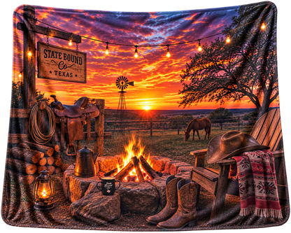 Texas Cowboy Campfire Blanket