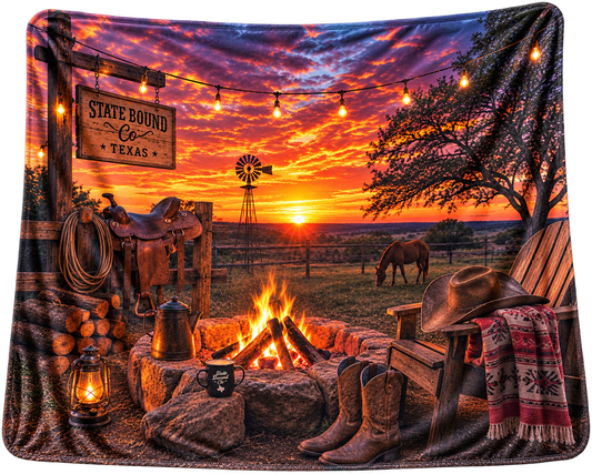 Texas Cowboy Campfire Blanket