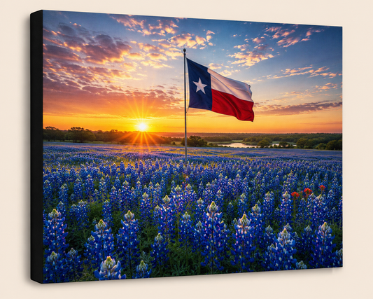 Texas Bluebonnet Field Sunrise Canvas Print