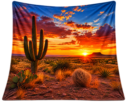 Texas Cactus Sunset Blanket