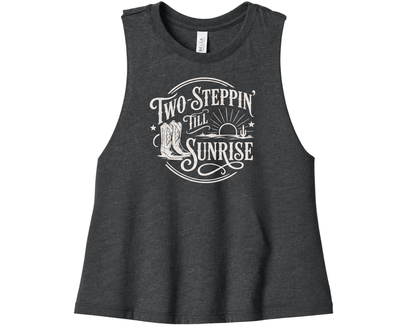 Two Steppin' Till Sunrise - Women’s Racerback Cropped Tank