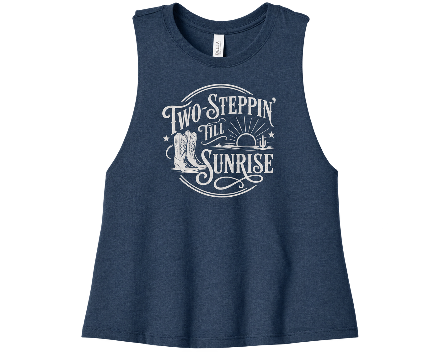 Two Steppin' Till Sunrise - Women’s Racerback Cropped Tank