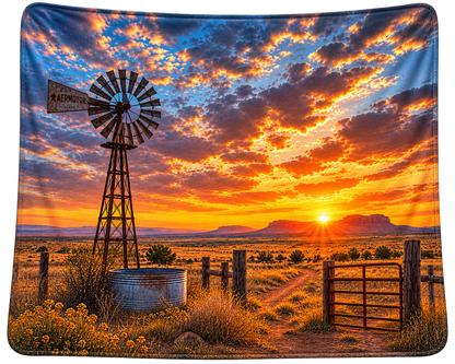 Windmill Texas Sunset Blanket