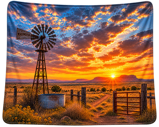 Windmill Texas Sunset Blanket