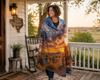 Windmill Texas Sunset Blanket